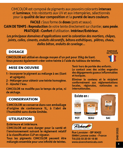 Poudre Pigmentaire Ombre Calcinée 250g – Richard, Teinte Brûlée Pour Décoration Intense