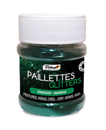 Paillettes couleur Émeraude - 80 grs Pot de 80g de Paillettes Glitters Émeraude