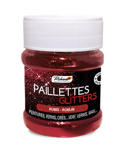 Paillettes couleur Rubis - 80 grs Pot de 80g de Paillettes Glitters Rubis