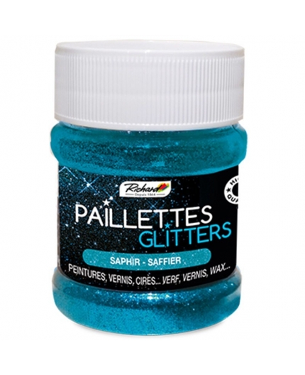 Paillettes couleur Saphir - 80 grs Pot de 80g de Paillettes Glitters Saphir