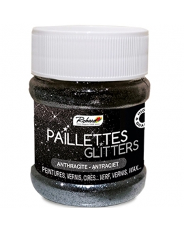 Pot de 80g de Paillettes Glitters Anthracite