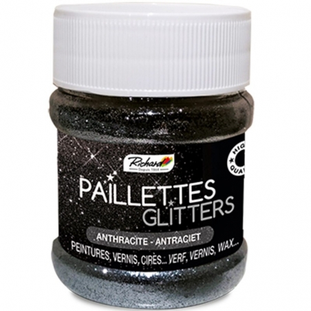 Paillettes Corps & Visage 50g Noir Pur - Poudre Scintillante DIY Nail Art, Maquillage, Artisanat