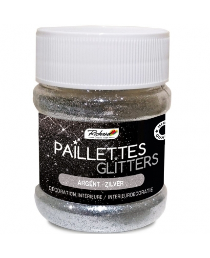 Paillettes Glitters Argent Pot de 80g de Paillettes Glitters Argent